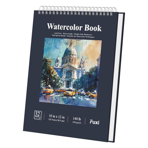 Fuxi Watercolor Paper Pad 10x12, 32-Sheet Watercolor Sketchbook, 140 lb