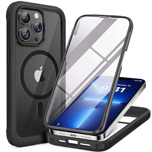 Miracase Magnetic for iPhone 13 Pro Max Case 6.7 inch, (Compatible with MagSafe) Upgrade Full-Body Clear Phone Bumper Case wi