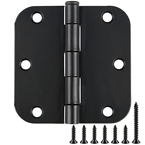 TDCHINGES Rounded Door Hinges Matte Black 3.5" 5/8" Radius Removable Pin