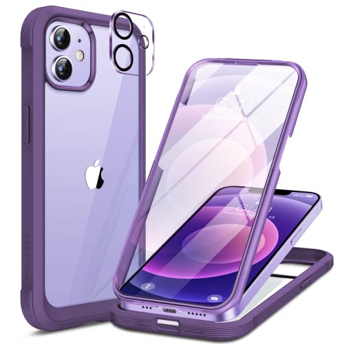 Miracase Glass Series for iPhone 12/12 Pro Case 6.1 inch, Upgraded Full-Body Rugged Phone Bumper Case Cover with Built-in 9H 
