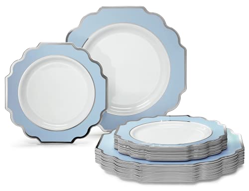 " OCCASIONS " 50 Plates Pack (25 Guests)-Heavyweight Wedding Party Disposable Plastic Plate Set -(25x10.5'' Dinner + 25x8'' S