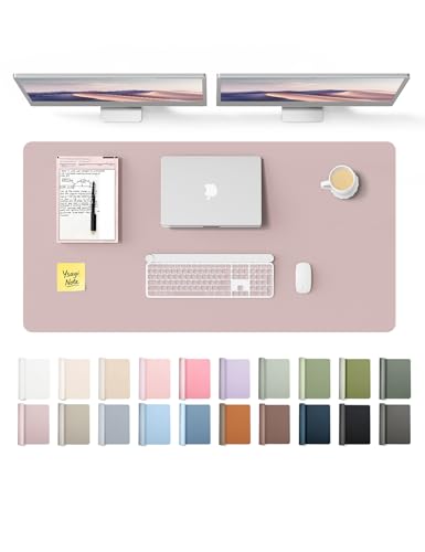 YSAGi Leather Desk Pad Protector, Office Desk Mat, Large Mouse Pad, Non-Slip PU Leather Desk Blotter, Laptop Desk Pad, Waterp