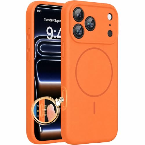 Miracase Silicone & Magnetic for iPhone 17 Pro Max Case, Sunset Orange