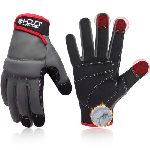 HANDLANDY Winter Work Gloves for Men & Women, Utility Mechanic Working Gloves Touch Screen, Flexible Breathable Gardening Glo