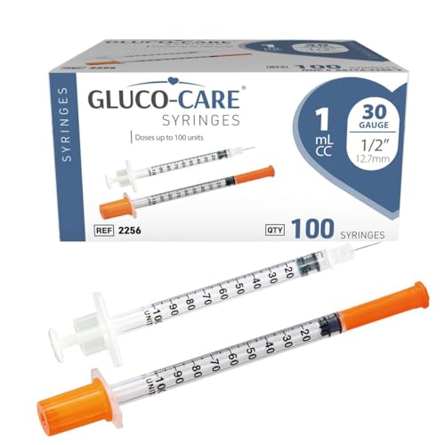 GLUCO-CARE 1 ml/cc Syringes 30G x 1/2’’ (12.7mm), Orange Cap, 100/box