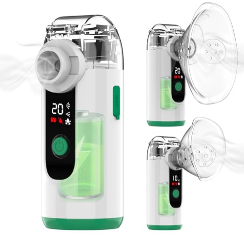 Hand-held Nebulizer for Respiratory System, Portable Nebulizer with Self-Clean Mode, Rechargeable Nebulizer for Home Office T