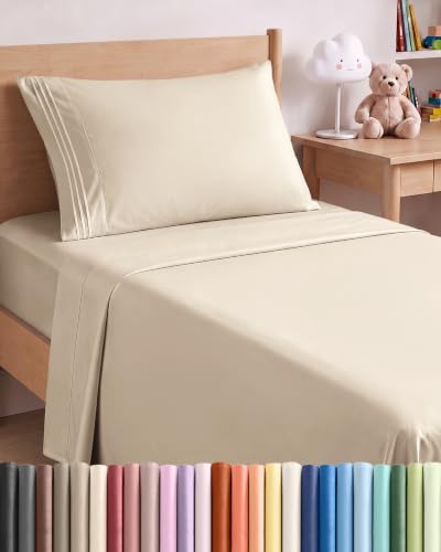 Twin XL Size 3 Piece Sheet Set - Comfy Breathable & Cooling Sheets - Wheat