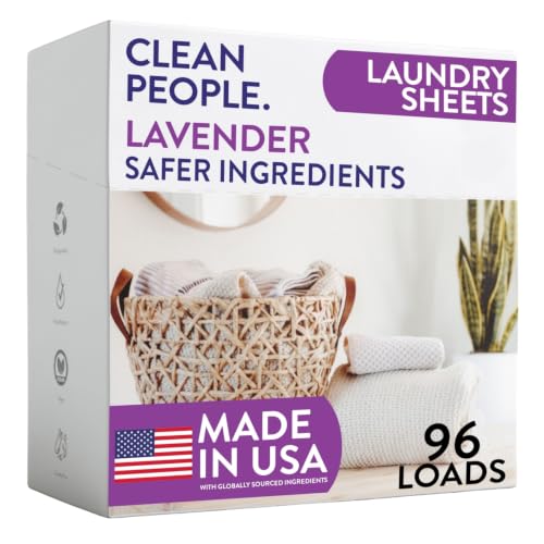 The Clean People Lavender Laundry Detergent Sheets - Laundry Soap - Ultra Concentrated Recyclable Packaging Stain Fighting - 