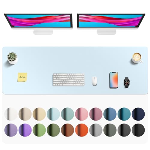 Aothia Faux Leather Desk Mat - Non-Slip PU Leather Desk Blotter, Waterproof Writing Surface, Large Desk Pad for Office & Home