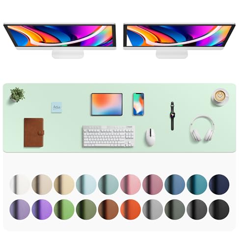 Aothia Faux Leather Desk Mat - Large Mouse Pad, Non-Slip PU Leather Blotter, Waterproof Writing Surface for Office and Home (