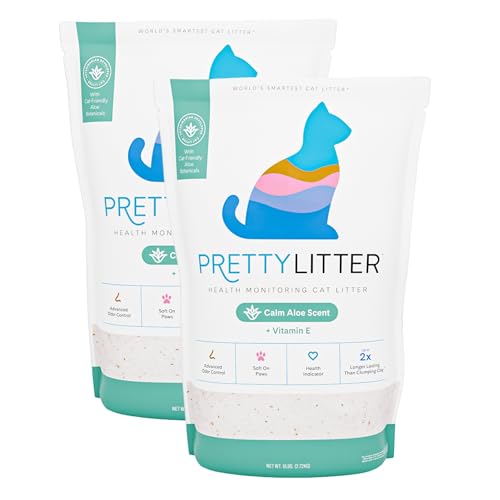 PrettyLitter Health Monitoring Cat Litter, Calm Aloe, 2-Pack, 6 lb. Bags