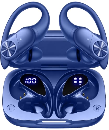 PocBuds Bluetooth Headphones Wireless Earbuds 80hrs Playtime Wireless Charging Case Digital Display Sports Ear Buds with Earh