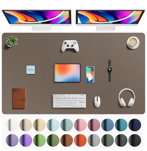 Aothia Faux Leather Desk Mat - Large Mouse Pad, Non-Slip PU Leather Blotter, Waterproof Writing Surface for Office and Home (