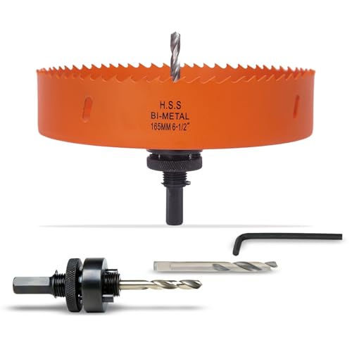 VIKITON 6-1/2 inch Hole Saw for Wood, Metal, Plastic & Drywall, with Arbor