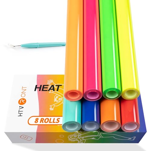 HTVRONT Neon Heat Transfer Vinyl Bundle - 8 Rolls 12in * 3ft Iron on Vinyl