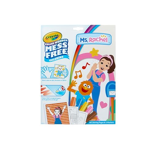 Crayola Ms. Rachel Color Wonder Coloring Set, 18 Mess Free Coloring Pages for Toddlers, Educational Travel Activity, Toys & G