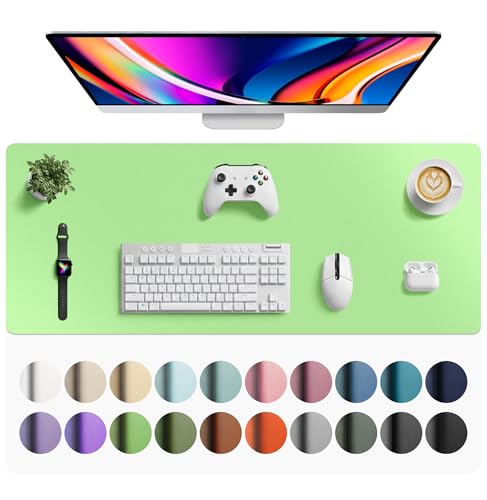 Aothia Faux Leather Desk Mat - Large Mouse Pad, Non-Slip PU Leather Blotter, Waterproof Writing Surface for Office and Home (