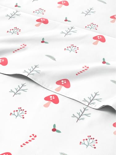 Christmas Sheet Set, Season Greetings, Holiday Xmas Bedding Set - Twin Size