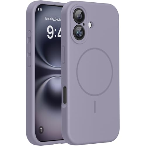 Miracase Magnetic for iPhone 16 Plus Case, Silicone, Lavender Gray