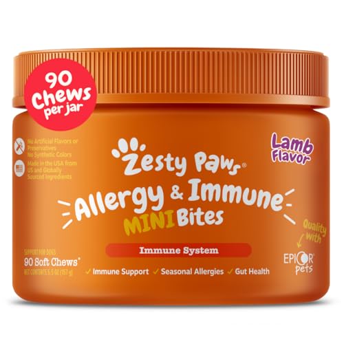 Zesty Paws Mini Dog Allergy Chews - Dog Allergy Relief, Lamb, 90 Ct