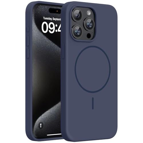 Miracase Silicone & Magnetic for iPhone 15 Pro Max Case, Dark Blue