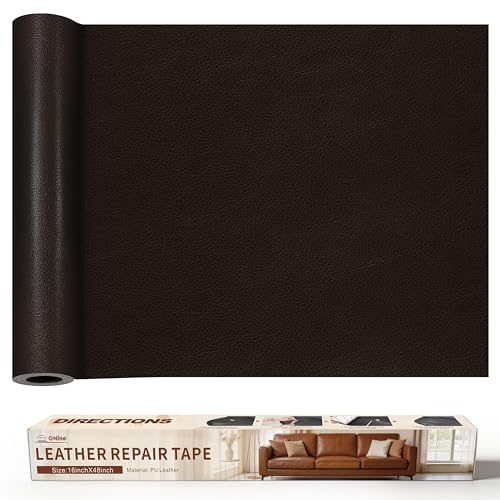 ONine Leather Repair Patch，Leather Repair Tape, 16 x 48 inches Leather Repair Patch for Furniture,Vinyl Repair kit，Leather Co