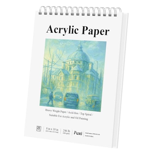 Fuxi Acrylic Paper Pad, 8 x 10 in, 400 GSM, 20 Sheets, Cold Press
