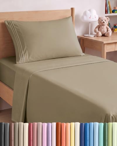 Twin XL Size 3 Piece Sheet Set - Comfy Breathable & Cooling Sheets - Khaki