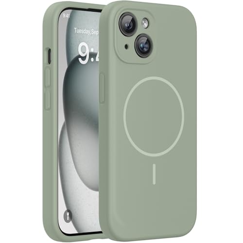 Miracase Silicone & Magnetic for iPhone 15 Case, Patina Green