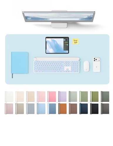 YSAGi Leather Desk Protector, Office Mat, Large Mouse Mat, Non-Slip PU Leather Blotter, Laptop Pad, Waterproof Writing Pad fo