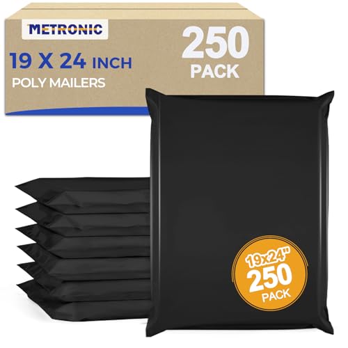 Metronic Poly Mailers 19x24 250PC Large Shipping Bags for Business Black