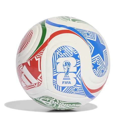 Adidas Unisex-Adult World Cup Soccer Ball, White/Vivid Red/Glory Blue/Green, 4