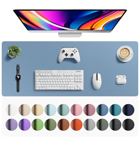 Aothia Faux Leather Desk Mat - Large Mouse Pad, Non-Slip PU Leather Blotter, Waterproof Writing Surface for Office and Home (