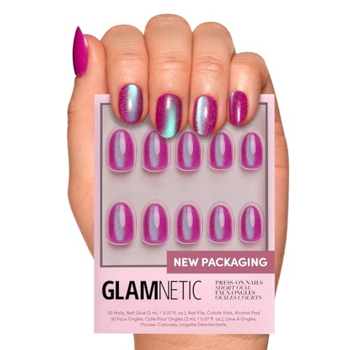 Glamnetic Press On Nails, Short Oval Velvet, Fake Nails 30pc Nail Kit