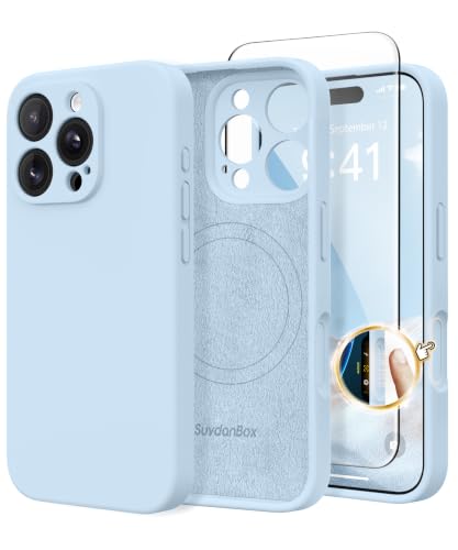 SuydanBox Magnetic for iPhone 16 Pro Case Silicone Light Blue