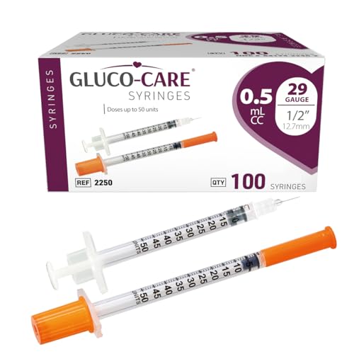 GLUCO-CARE 0.5 ml/cc Syringes 29G x 1/2’’ (12.7mm), 100/box