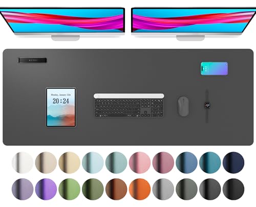 Aothia Leather Desk Pad Protector, Mouse Pad, Office Desk Mat, Non-Slip PU Leather Desk Blotter, Laptop Desk Pad, Waterproof 