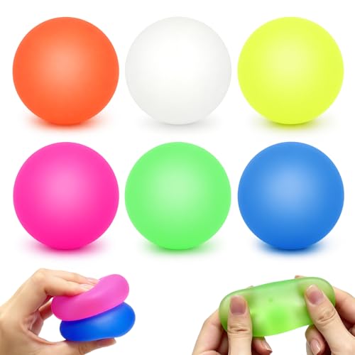 6 Pack Stress Balls Set,Stretchy Fidget Toys for Anxiety Relief,Hand Therapy Sensory Squishy Ball Stress Balls for Kids Adult