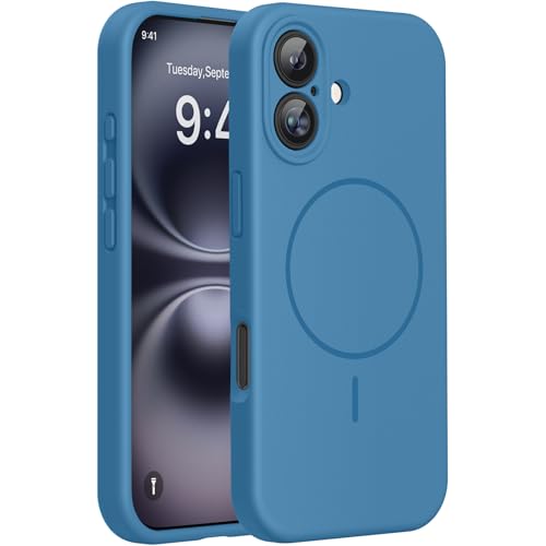 Miracase Silicone & Magnetic for iPhone 16 Case, Capri Blue
