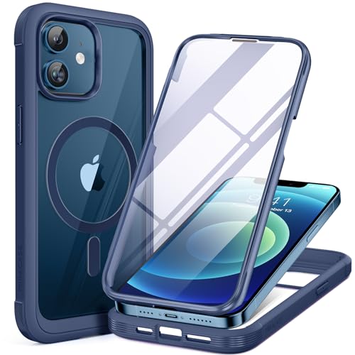 Miracase Glass Series Designed for iPhone 12/12 Pro 6.1 Inch, Upgrade Full-Body Magnetic Case with Built-in 9H Tempered Glass