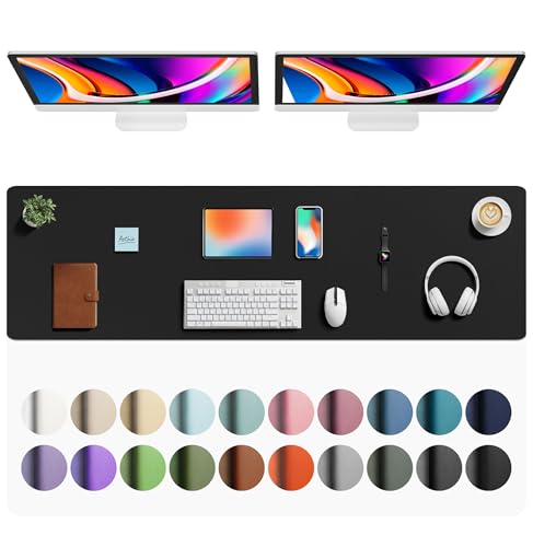 Aothia Faux Leather Desk Mat - Large Mouse Pad, Non-Slip PU Leather Blotter, Waterproof Writing Surface for Office and Home (