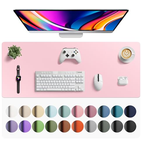 Aothia Faux Leather Desk Mat - Large Mouse Pad, Non-Slip PU Leather Blotter, Waterproof Writing Surface for Office and Home (