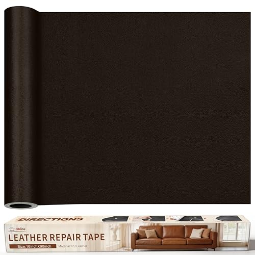 ONine Leather Repair Patch，Leather Repair Tape, 16 x 90 inches Leather Repair Patch for Furniture,Vinyl Repair kit，Leather Co