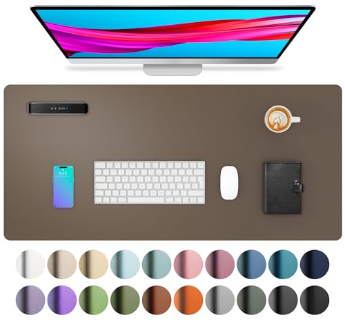 Aothia Leather Desk Pad Protector, Mouse Pad, Office Desk Mat, Non-Slip PU Leather Desk Blotter, Laptop Desk Pad, Waterproof 