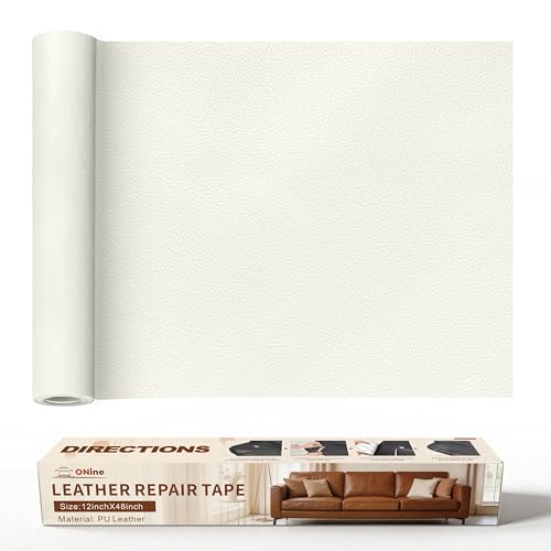 ONine Leather Repair Patch，Leather Repair Tape, 12 x 48 inches Leather Repair Patch for Furniture,Vinyl Repair Kit，Leather Co