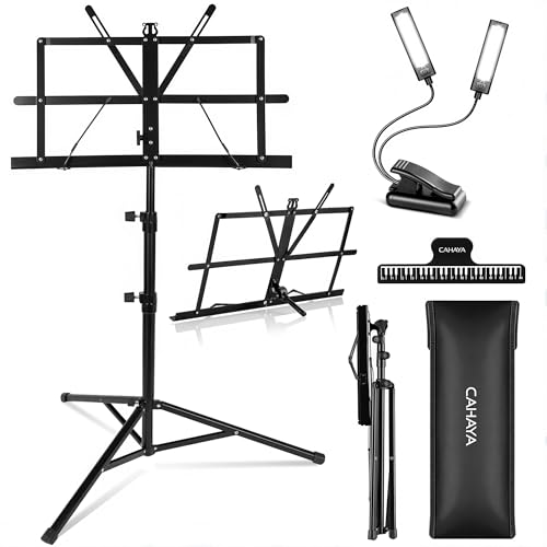 CAHAYA Sheet Music Stand Portable Folding Dual Use Holder with Stand Light