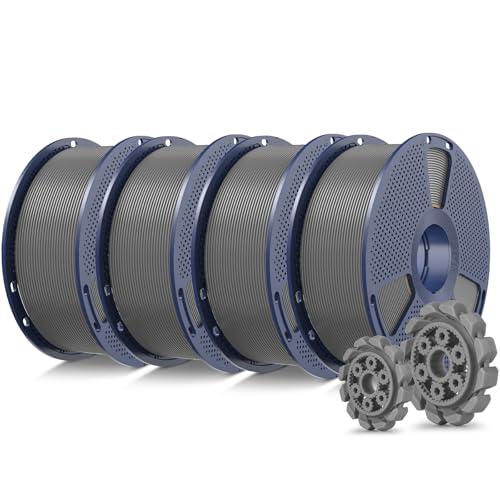 SUNLU PLA+2.0 3D Printer Filament, Grey, 4-Pack (4KG)