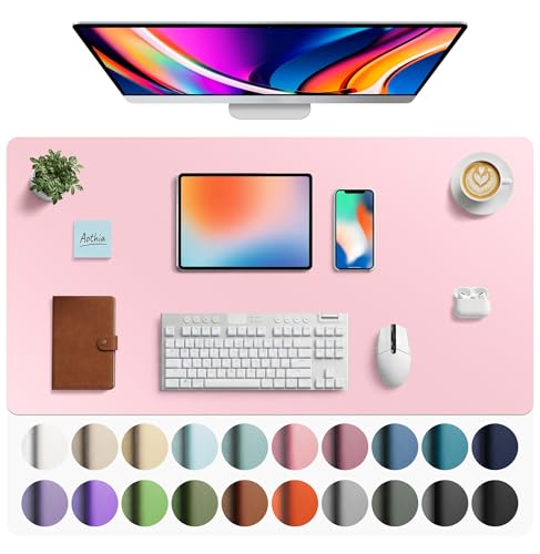 Aothia Faux Leather Desk Mat - Large Mouse Pad, Non-Slip PU Leather Blotter, Waterproof Writing Surface for Office and Home (