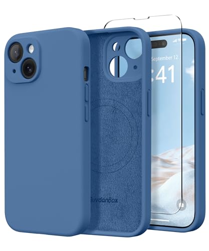 SuydanBox Magnetic for iPhone 15 Case Silicone Lake Blue