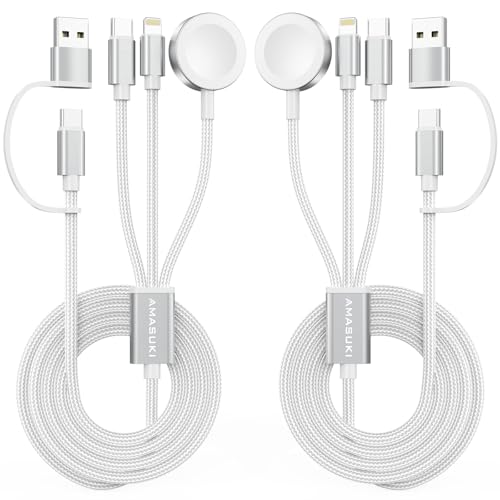 2Pack Travel Essentials,3 in 2 USB C Cable for Apple Watch Charger,iPhone Charger,Multi Charging Cable,Cruise Vacation Campin
